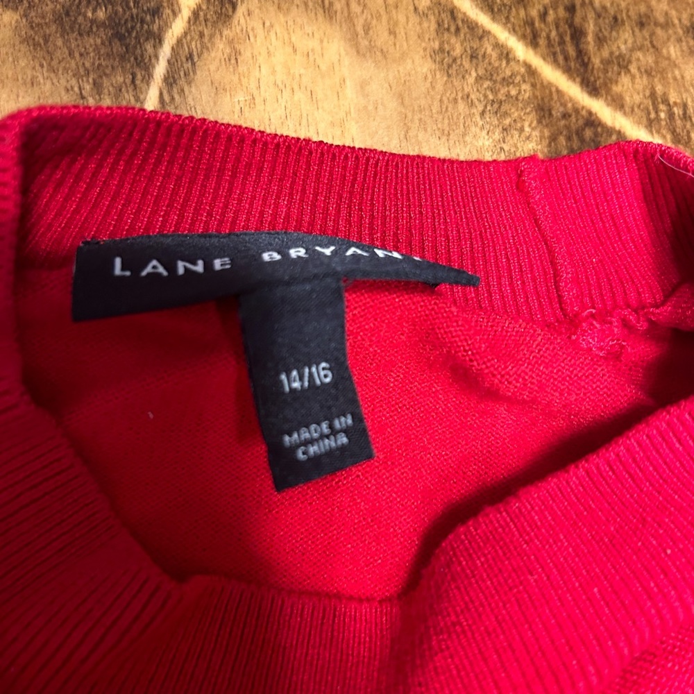 Lane Bryant Women's Sweater Size 14/16 Red Soft Knit Gold Trim Buttons